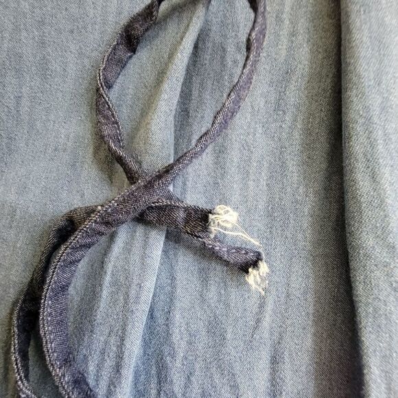 Bluet Sleeveless Two Tone Cotton Tie Waist Dress Blue Size 6 Petite - Picture 7 of 12